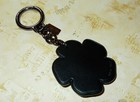 Coach Tea Rose Glovetanned Leather Black Studded Floral Bag Charm Key Chain Fob