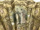 Gorgeous Antique Hand Painted Mother Of Pearl Full Embroidered W sequins Fan