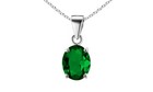 925 Sterling Silver Emerald Oval Cut Pendant Necklace And Earring Set For Women