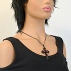 Sale  Gothic Black Filigree Cross With Red Stones Pendant Necklace Nkb-379