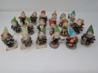 Lot Of 18 Pinecone Elves Pixie Gnome Figures Celluloid Faces Christmas Japan Vtg