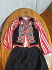 Vintage Holland Folk Skirt Blouse Embroidered Vest Costume Size Small