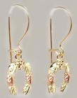Handcrafted South Dakota Black Hills 12kt Gold Red Green Leaf Horseshoe Earrings