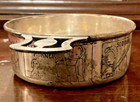 Engraved Nursery Rhyme Baby Bowl Porringer Cut Work Handle Sterling Silver 1930