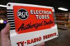Rare Rca Radio Tv Dealer Porcelain Metal Sign Tube Repair Service Dealer Ge