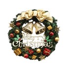 12inch Christmas Gold Bow   Bell Wreath For Front Door Wall Hanging Decoration