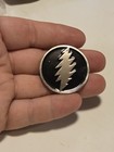 Grateful Dead 13 Point Lightening Bolt Raised Silver Tone   Black Enamel Pin