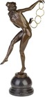 Bronze Woman Statue Dancer Sculpture Lady Female Art Rings Decor Marble Home