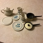 Vtg Chilton-globe Kids Play Tea Floral Dish Set For 4   Teapot And Pans 