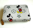 Mickey Mouse Blossom Flower Blue Zip Around Wallet Slim Card Holder  3 x 4  New