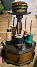 Antique Sewing Spool Holder W Pin Cushion   Drawer