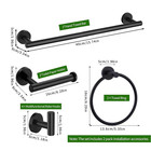 10 Piece Bathroom Hardware Accessories Set With 16  Towel Bar - Black  Hook