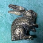 Antique - Solid Brass Bunny Rabbit  With Textured Fur 4    Tall - 1-lbs 3 5oz