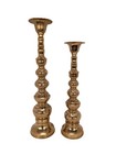 Vintage 1960 s Brass Candle Holders Taper   Pillar Ornate Hollywood Regency