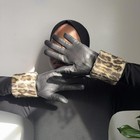 Luxe 90s Carolina Amato Leather   Leopard Cuff Gloves Size 7 5