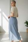 Lauren Ralph Lauren Women s Cotton Maxi Skirt Size M Back Slit Callout Blue