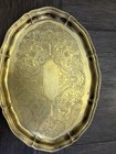 Vintage Ornate Oval Brass Or Gold-toned Metal Serving Tray