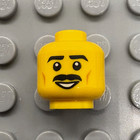 Lego New Yellow Minifigure Head Thick Moustache Boy Man Pointed Eyebrows Smile