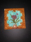 Victorian Majolica Tile With Purple Iris