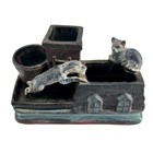 Vintage Rustic Dog Cat House Desk Caddy Holder Farmhouse Primitive Decor Cottage