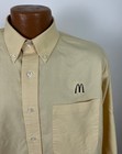 Vtg Mcdonalds Shirt Men M Butter Yellow Employee Uniform Button Up Long Sleeve