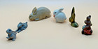 Lot Of 6 Miniature Dislplay Bunny Rabbit Figurines -stone Brass Pewter Porcelain