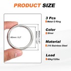 3pcs 0 2 X 1 57 Inch Metal O Ring Solid Seamless 316 Stainless Steel Rings
