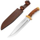 Flissa 14  Fixed Blade Bowie Hunting Knife Full-tang Wood Handle Knife W  Sheath