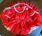 Vintage Red Lace Ruffled Party Dress Full Circle Handmade Girls Size 5 6