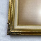 Vtg Ornate Wood Frame Tiered Reeded Style Gold Metallic Finish Matted 13  X 11 