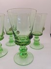 Vintage Green Art Glass Goblets Set Of 4 Applied Prunts Wine Water Glasses Mcm