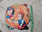 Vintage 1930-40 s Pumpkin Children Halloween Thanksgiving Large Card Cutout