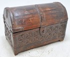 Vintage Wooden Half Round Storage Box Original Old Hand Crafted Carved