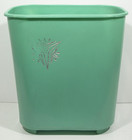 Vtg Mcm Plastic Trash Can Jadeite Green Atomic Starburst Footed Wastebasket Read