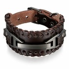 Mens Black Brown Wide Leather Band Bracelet Metal Wristband Bangle Watch Buckle