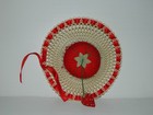Vtg Vintage Tomato Pin Cushion W  Strawberry   Plastic   Ribbon Edge