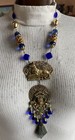 Old Art Nouveau Blue Necklace  Ram s Head Motive  Signed Czechoslovakia