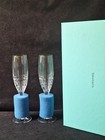 Tiffany   Co  Plaid Champagne Flute Cristal Glass Set Of 2 In Box