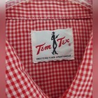 Vtg Tem Tex Shirt Mens 16 Pearl Snap Button Up Gingham Red White Western Cowboy