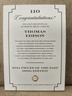 Thomas Edison  110 2024 Pieces Of The Past Relic Card