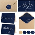 100 Bulk Navy Thank You Cards With Kraft Envelopes And Stickers - 4 Minimalis   