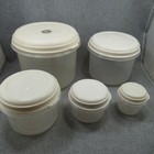 Rubbermaid Servin Saver  9 8 7 6 0 Lot Of 5 Storage Containers Round Almond