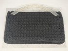 Black Crochet Clutch Purse Clear Acrylic Top Handle Zip Lined Inner Pockets