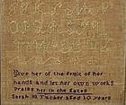 Antique American Silk Embroidered Needlework Sampler 19th Century Signed