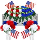 3 Pcs Day Headstone Flower Saddle Cemetery Red  Blue And White Memorial