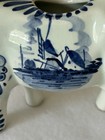 Vintage Cow Coffee Creamer milk Pitcher Blue White Floral Ceramic Boat