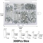 300pcs Safety Pins Assorted 6 Size For Sewing Crafting Tailoring Clothing Diy