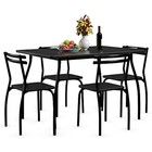 5pcs Dining Table Set For 4  Modern Metal And Wood Indoor Rectangular 