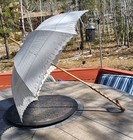 Antique Amazing Ecru Ivory Parasol Umbrella Linen Victorian Edwardian 36  