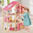 Wooden Dollhouse For Girls - 6 Rooms Wooden Doll House